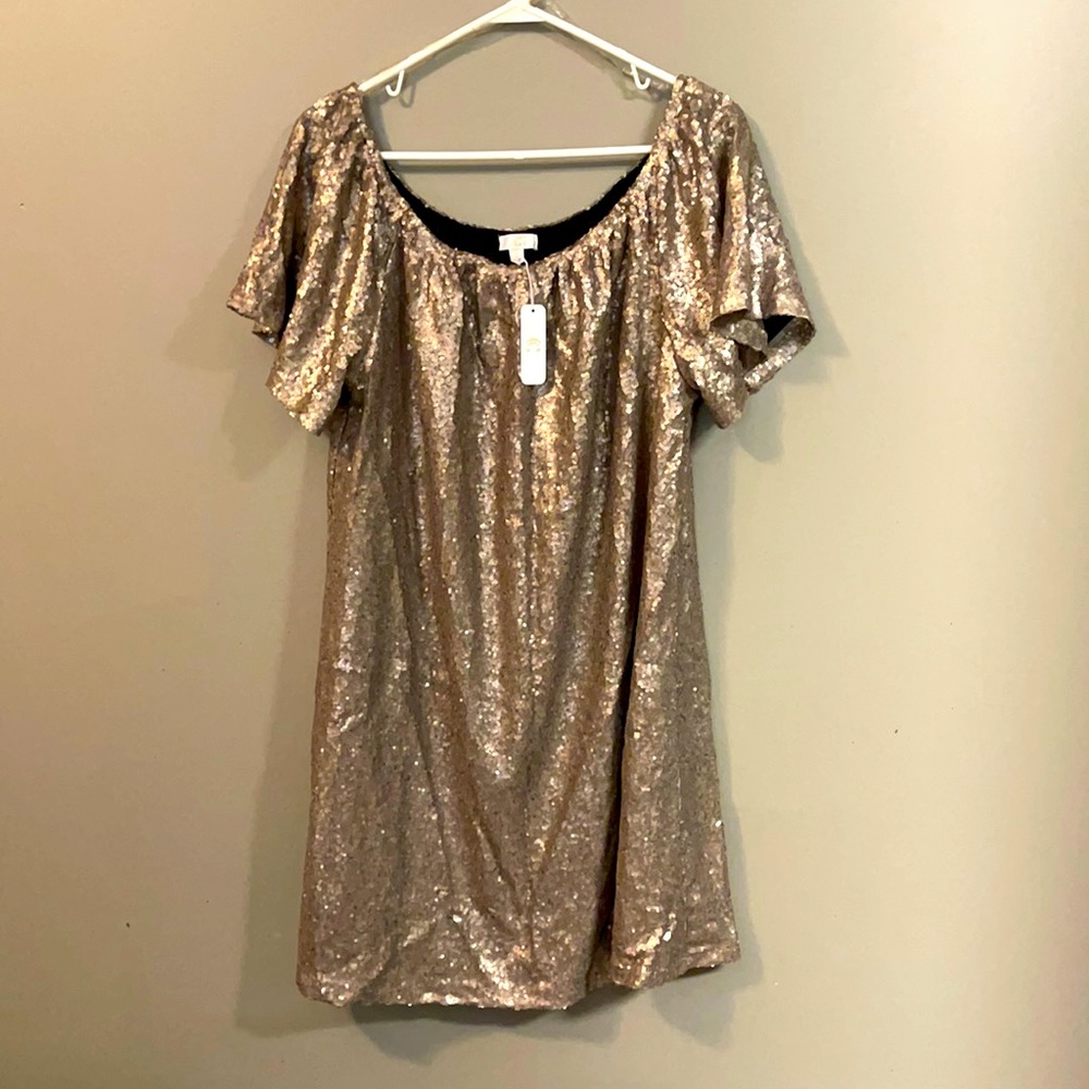 Charming Charlie Sz XL Gold Sequin Dress